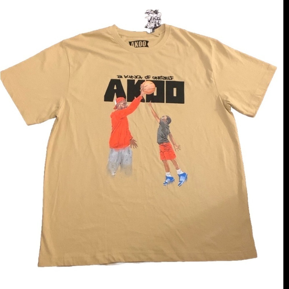 Men’s AKOO Graphic T-Shirt A King of Onesself Tee Tan Size Medium New